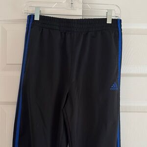 Adidas Kids Black Joggers with Blue Stripes